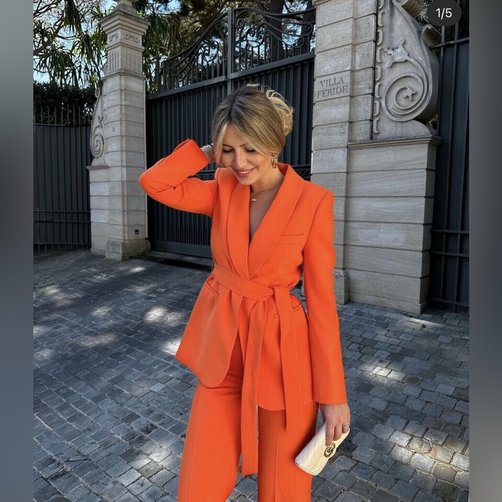 Zara Orange Blazer & Suit Jacket